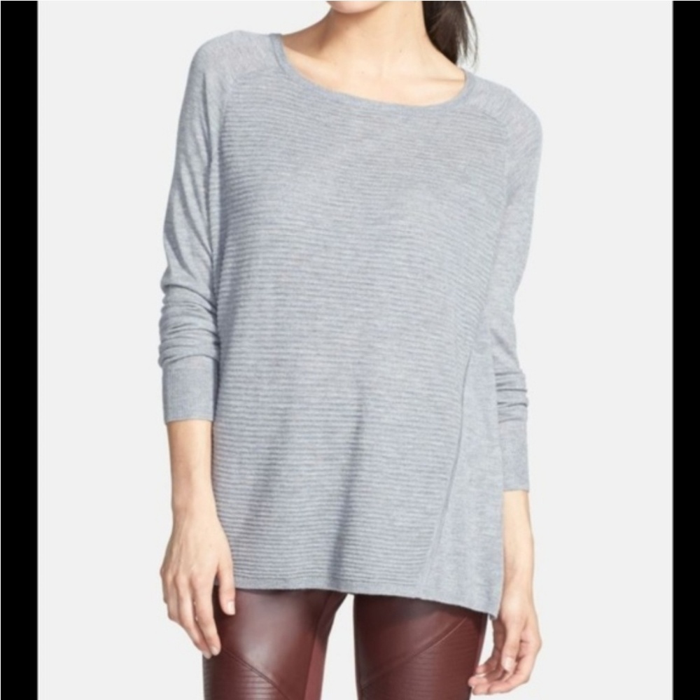Trouve Soft Grey Horizontal Ribbed Sweater